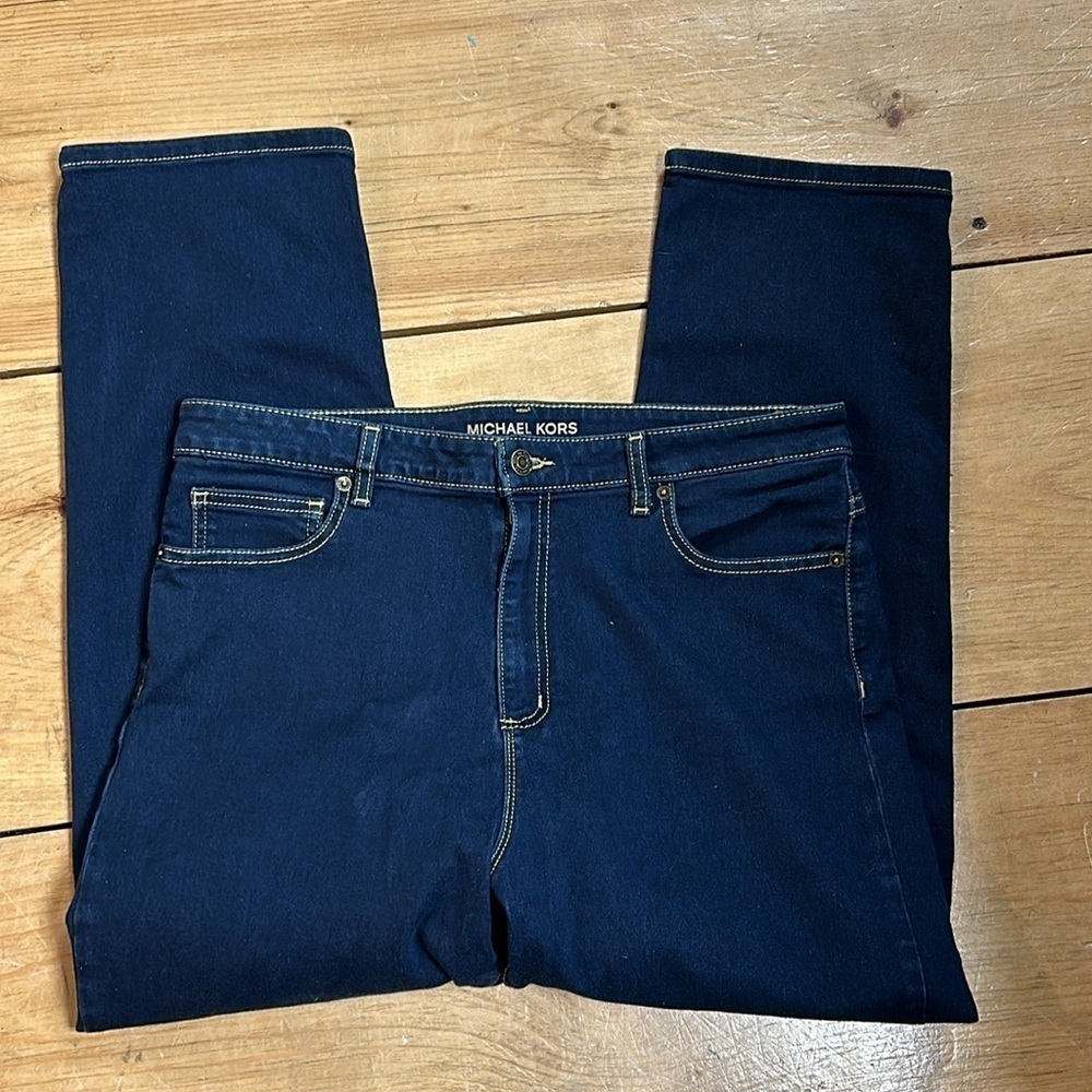 Michael Kors Dark Wash Ankle Length Straight Leg Jeans, EUC, size 14